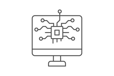 Ai Çevrimiçi ince çizgi simgesi, vektör, piksel mükemmel, illüstratör dosyası