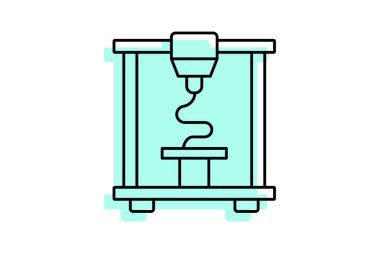 D yazıcı renk gölge inceltici simge, vektör, piksel mükemmel, illüstratör dosyası