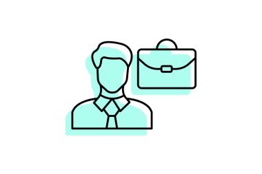 Ai Kariyer renk gölge ince çizgi simgesi, vektör, piksel mükemmel, illüstratör dosyası