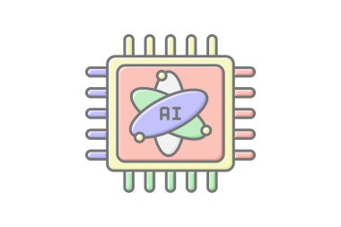 Kuantum Hesaplama doğrusal renk simgesi, vektör, piksel mükemmel, illüstratör dosyası