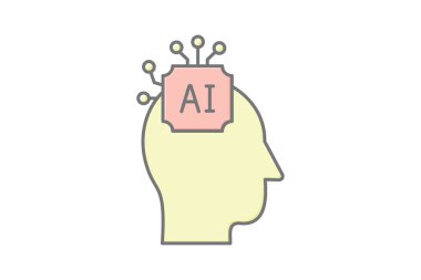 Ai Öğrenme doğrusal renk simgesi, vektör, piksel mükemmel, illüstratör dosyası