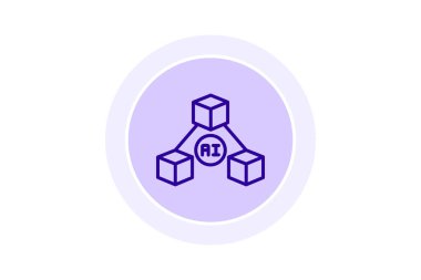 Ai Blockchain renk çemberi simgesi, vektör, piksel mükemmel, illüstratör dosyası