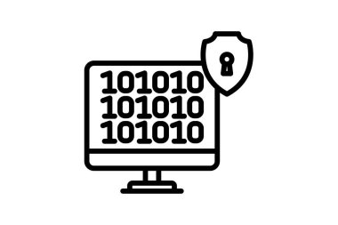 İkili Şifreleme Satırı simgesi, vektör, piksel mükemmel, illüstratör dosyası