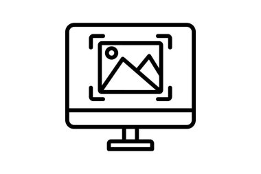 Resim Tanıma Satırı simgesi, vektör, piksel mükemmel, illüstratör dosyası