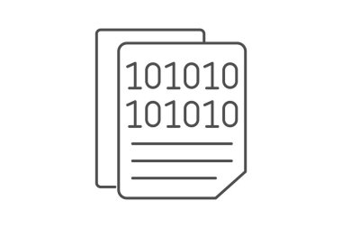 İkili Kod ince çizgi simgesi, vektör, piksel mükemmel, illüstratör dosyası