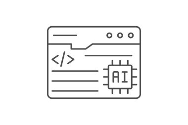 Ai Programlama ince çizgi simgesi, vektör, piksel mükemmel, illüstratör dosyası