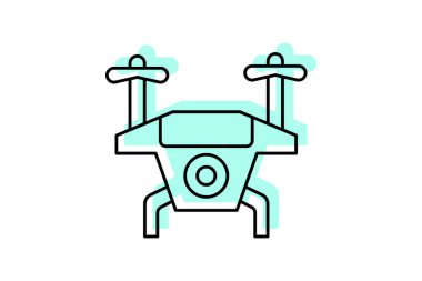 Ai Drone renk gölge ince çizgi simgesi, vektör, piksel mükemmel, illüstratör dosyası