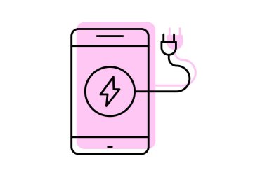 Mobil Güç renk gölge ince çizgi simgesi, vektör, piksel mükemmel, illüstratör dosyası