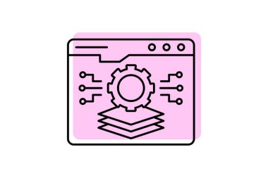 Yığın Geliştirici renk gölge ince çizgi simgesi, vektör, piksel mükemmel, illüstratör dosyası