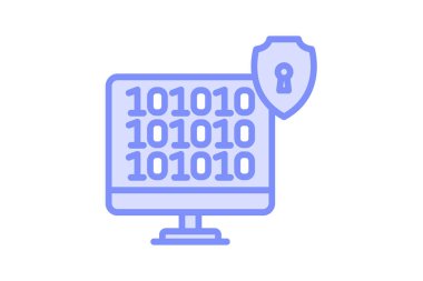 İkili Şifreleme Satır simgesi, vektör, piksel mükemmel, illüstratör dosyası