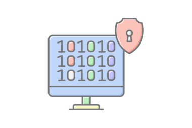 İkili Şifreleme doğrusal renk simgesi, vektör, piksel mükemmel, illüstratör dosyası