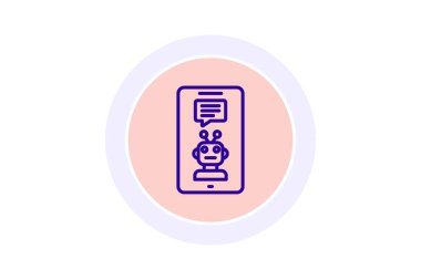 Çevrimiçi Robot Sohbet renk çemberi simgesi, vektör, piksel mükemmel, illüstratör dosyası