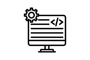 Uzman Sistem çizgi simgesi, vektör, piksel mükemmel, illüstratör dosyası