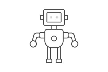 Robot ince çizgi simgesi, vektör, piksel mükemmel, illüstratör dosyası