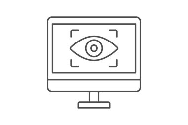 Bilgisayar Görme İnce Çizgisi simgesi, vektör, piksel mükemmel, illüstratör dosyası