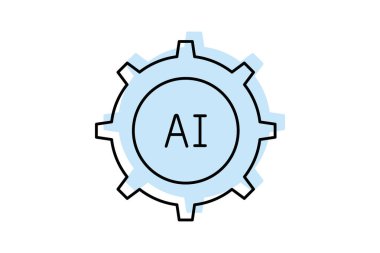 ai Zeka simgesi. anahat ai robot vektör simgesi rengi düz izole