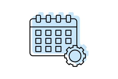 Web ve mobil uygulaması tasarımı, takvim logo kavramı için beyaz arka plan üzerinde izole takvim simge vektör