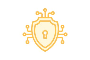 Ai Security duotone satır simgesi, vektör, piksel mükemmel, illüstratör dosyası