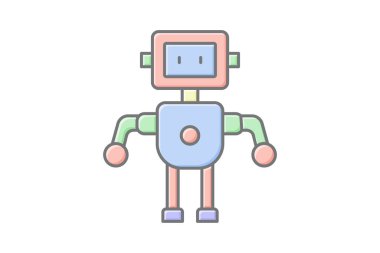 Robot doğrusal renk simgesi, vektör, piksel mükemmel, illüstratör dosyası