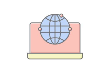 Dünya Çalışan doğrusal renk simgesi, vektör, piksel mükemmel, illüstratör dosyası