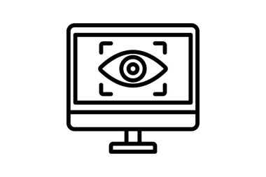 Bilgisayar Görme Çizgisi simgesi, vektör, piksel mükemmel, illüstratör dosyası