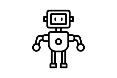 Robot çizgi simgesi, vektör, piksel mükemmel, illüstratör dosyası