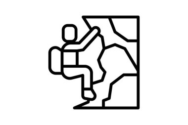 Kaya tırmanışı simgesi, tırmanış, macera, spor, dağ çizgisi simgesi, düzenlenebilir vektör simgesi, piksel mükemmel, illüstratör ai dosyası