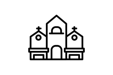 Eski kilise simgesi, kilise, mimari, tarihi, din satırı simgesi, düzenlenebilir vektör simgesi, piksel mükemmel, illüstratör ai dosyası