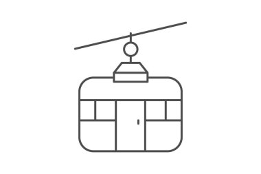Ropeway simgesi, dağ, seyahat, ulaşım, kablo ince simgesi, düzenlenebilir vektör simgesi, piksel mükemmel, illüstratör ai dosyası