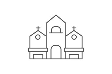 Eski kilise simgesi, kilise, mimari, tarihi, din ince ikonu, düzenlenebilir vektör simgesi, piksel mükemmel, illüstratör ai dosyası