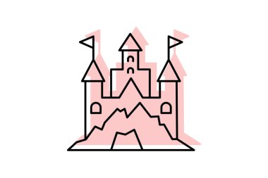 Hilltop simgesi, zirve, dağ, doğa, görünüm rengi ince çizgi simgesi, düzenlenebilir vektör simgesi, piksel mükemmel, illüstratör ai dosyası