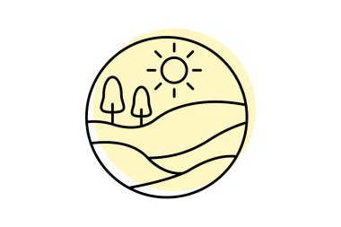 Manzara simgesi, peyzaj, doğa, dağ, görünüm gölgesi inceliği simgesi, düzenlenebilir vektör simgesi, piksel mükemmel, illüstratör ai dosyası