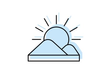 Gündoğumu simgesi, doğa, gökyüzü, sabah, güneş rengi ince çizgi simgesi, düzenlenebilir vektör simgesi, piksel mükemmel, illüstratör ai dosyası