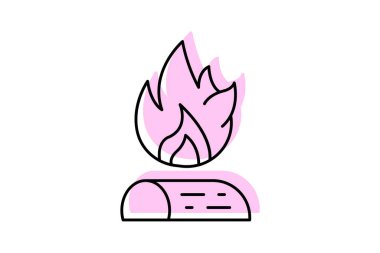 Kamp ateşi simgesi, ateş, kamp, açık hava, doğa rengi gölge ince simgesi, düzenlenebilir vektör simgesi, piksel mükemmel, illüstratör ai dosyası