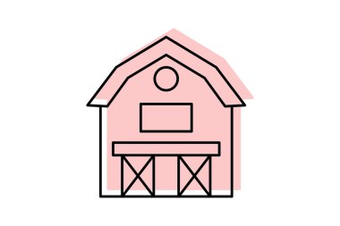 Çiftlik evi simgesi, ev, kırsal, doğa, rustik renk gölge ince simgesi, düzenlenebilir vektör simgesi, piksel mükemmel, illüstratör ai dosyası