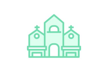 Eski kilise simgesi, kilise, mimari, tarihi, din duoton çizgi simgesi, düzenlenebilir vektör simgesi, piksel mükemmel, illüstratör ai dosyası