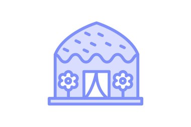 Trekker Kulübesi simgesi, kulübe, barınak, doğa, dağ duoton çizgi simgesi, düzenlenebilir vektör simgesi, piksel mükemmel, illüstratör ai dosyası