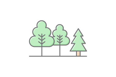 Evergreen Forest simgesi, orman, doğa, yeşil, ağaçlar doğrusal renk simgesi, düzenlenebilir vektör simgesi, piksel mükemmel, illüstratör ai dosyası