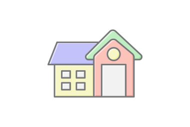 Konforlu Kulübe simgesi, kulübe, ev, doğa, geri çekilme çizgisel renk simgesi, düzenlenebilir vektör simgesi, piksel mükemmel, illüstratör ai dosyası