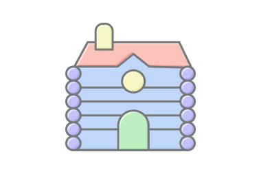 Günlük kabini simgesi, kabin, ahşap, doğa, ev satırı renk simgesi, düzenlenebilir vektör simgesi, piksel mükemmel, illüstratör ai dosyası