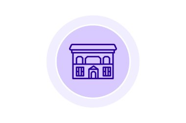 Koloni Mimari simgesi, mimari, bina, tarih, tasarım renk dairesi simgesi, düzenlenebilir vektör simgesi, piksel mükemmel, illüstratör ai dosyası