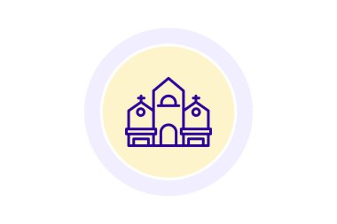 Eski kilise simgesi, kilise, mimari, tarihi, din renk dairesi simgesi, düzenlenebilir vektör simgesi, piksel mükemmel, illüstratör ai dosyası