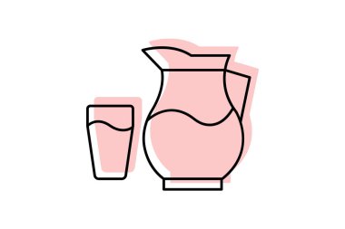 French Fries renk gölge ince çizgi simgesi, vektör, piksel mükemmel, illüstratör dosyası