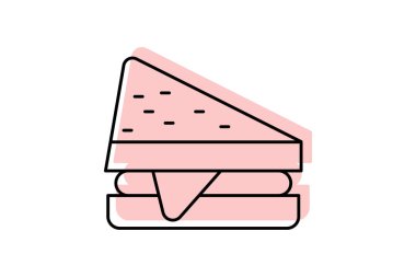 Sandviç rengi gölge ince çizgi simgesi, vektör, piksel mükemmel, illüstratör dosyası