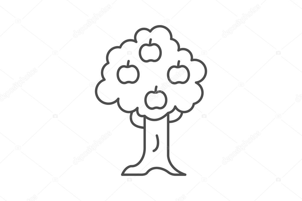 Apple Orchard icon, orchard, farm, nature, agriculture thinline icon, editable vector icon, pixel perfect, illustrator ai file