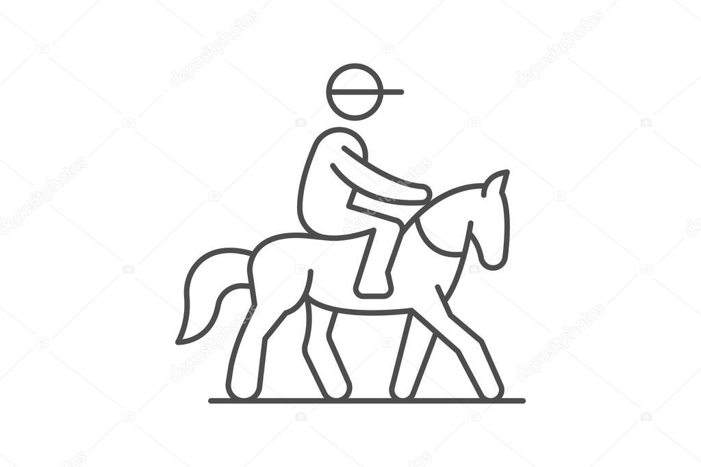 Horse Riding icon, riding, sport, outdoor, activity thinline icon, editable vector icon, pixel perfect, illustrator ai file