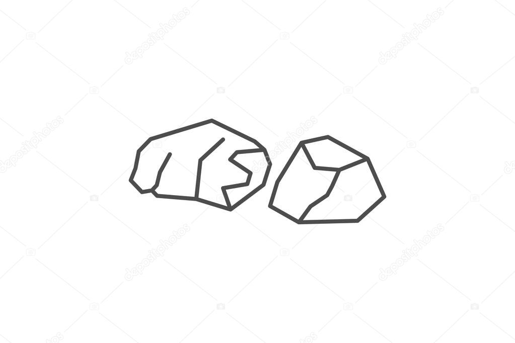 Rocks icon, nature, stone, outdoor, geology thinline icon, editable vector icon, pixel perfect, illustrator ai file