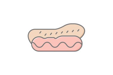 Hotdog doğrusal renk simgesi, vektör, piksel mükemmel, illüstratör dosyası