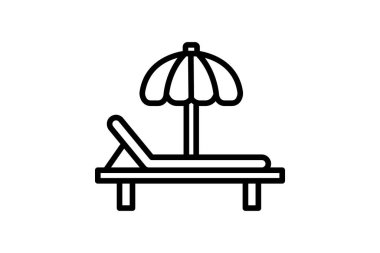 Plaj Sandalyesi çizgisi simgesi, vektör, piksel mükemmel, illüstratör dosyası