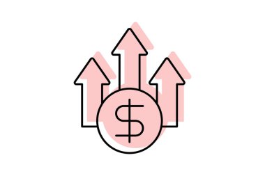 Para Renk gölge ince çizgi simgesi, vektör, piksel mükemmel, illüstratör dosyası büyüt